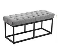 CLP Banc d Entree Amun en Tissu, Banc Rembourre en Metal Noir thermolaque, Robuste, pour Chambre, Vestibule et Dressing | Couleur Gris Taille 100 cm