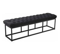 CLP Banc design Amun - Tissu, piétement en métal noir mat, style Chesterfield - Noir 150 cm