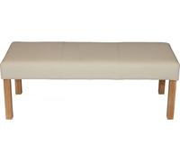 Banquette Banc M37 similicuir ~ 120x43x49 cm crème, pieds clairs