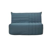 Banquette BZ 2 places BECCI - Tissu bleu de prusse - Matelas Bultex - L142 x P101 x H95cm - Fabrication française