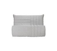 Banquette BZ BECCI 3 places - L 142 x P 101 cm - Tissu noir et blanc