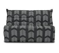 Banquette BZ - Tissu chevrons A111 - Couchage 138 x 188 x 12 cm - Blanc et noir gris
