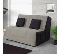 Banquette BZ VIRGINIA 140 x 190, matelas Dunlopillo, coton gris Gris/Taupe/Anthracite