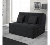 Banquette BZ VIRGINIA 140x190, matelas Dunlopillo, coton noir Noir
