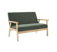sweeek - Banquette canapé 2 Places en Bois et Tissu Velours côtelé Coloris Vert Kaki. Isak. L 114 x P 69.5 x H 73cm