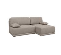 Banquette canapé d'angle droit convertible 3 places velours côtelé avec coffre taupe - Nelson