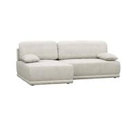 Banquette canapé d'angle gauche convertible 3 places velours côtelé avec coffre greige - Nelson