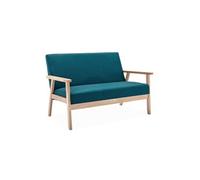 Alice's Home - Banquette canapé en Bois et Tissu Bleu pétrole. Isak. L 114 x P 69.5 x H 73cm