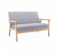Banquette Canapé En Bois Et Tissu Gris Clair. Isak. L 114 X P 69.5 X H 73cm Gris