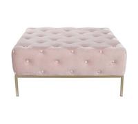 Banquette capitonnée en polyester rose et métal doré - longueur 100 x Profondeur 100 x hauteur 45 cm --