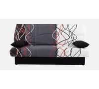 Banquette clic-clac - 3 places Coton Onde Rouge / Noir 190 x 92 x 96 cm DREAM