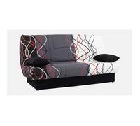 Canapé convertible clic clac 3 places - Tissu motif Graffiti rouge & noir - L 190 x P 92 cm - DREAM - Style Contemporain