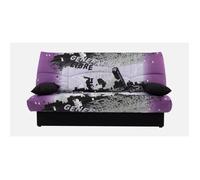 Banquette clic-clac - 3 places - Coton Parcours Mauve- 190 x 92 x 96 cm - DREAM