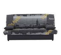 MILA Banquette clic clac 3 places - Motif New York jaune - Slyle contemporain - L 190 x P92 cm jaune