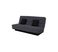 Banquette clic-clac unie avec housse grise + 2 coussins - CC10003 - Gris - Fabriqué en France - Dunlopillo