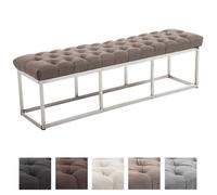 Banquette CLP Amun E en Tissu avec Coutures Décoratives et Support en Acier Inoxydable - 150 cm - Taupe 46 cm