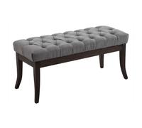 CLP Banquette Elégante Ramses en Tissu I Assise avec Coutures Décoratives I Banc Design avec Pieds en Bois Antique Sombre, Couleur:Gris, Taille:100 cm