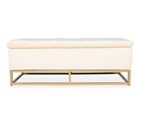 Banquette coffre Angele Velours beige pieds or