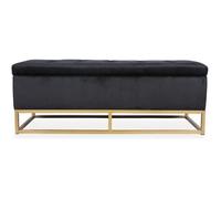 Banquette coffre Angele Velours noir pieds or
