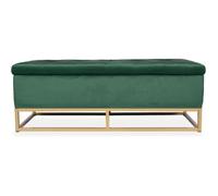 Banquette coffre Angele Velours vert pieds or