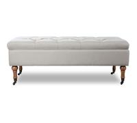 Banquette coffre capitonnée Philippine tissu beige