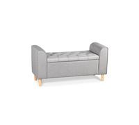 Banquette coffre capitonnée tissu gris clair Micke 114 cm