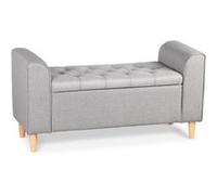 Menzzo Banquette Coffre Winnie Gris Clair - Siège d’appoint Multifonction avec Rangement, Design Moderne pour Salon, entrée ou Chambre - L114 x P43 x H58 cm