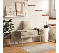 HomCom Banquette coffre 2-en-1 – Velours taupe, piètement effilé acier doré