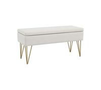 HomCom Banquette coffre de rangement Style Art déco, acier doré, tissu crème blanc