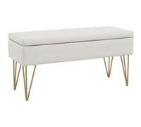 HomCom Banquette coffre de rangement Style Art déco, acier doré, tissu crème blanc