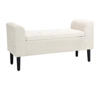 HOMCOM Banc Coffre Rangement capitonné Banquette avec accoudoirs, Banc de Rangement pour la Chambre à Coucher, entrée, Salon, Charge 130 Kg 116 x 44 x 58 cm Beige