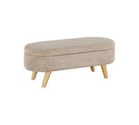 HomCom – Banquette coffre 2 en 1 bout de lit en tissu, pieds en bois 110×40×43 cm Beige