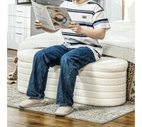 Banc de bout de lit HOMCOM banquette coffre de rangement 2 en 1 rembourré en polaire avec cadre en bois, banc de rangement crème