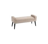 HOMCOM Banc de Rangement, Coffre de Rangement avec Assise rembourré, Bout de lit en Tissu Aspect Lin avec Pieds effilés en Bois, 120 x 45 x 54 cm, Beige