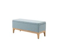HOMCOM Banc de Rangement, Coffre de Rangement avec Couvercle Amovible Style scandinave, Bout de lit en Tissu Lin, 110 x 39 x 45 cm, Vert d'eau