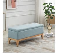 Banquette coffre de rangement 2 en 1 style scandinave dim. 110L x 39l x 45H cm tissu vert d'eau
