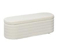 Banc de bout de lit HOMCOM banquette coffre de rangement 2 en 1 rembourré en polaire avec cadre en bois, banc de rangement crème