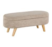 HOMCOM Banc Banquette Bout de lit Coffre de Rangement 2 en 1 en Tissu avec Pieds en Bois 110l x 40P x 43H cm cm Beige