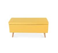 Banquette coffre de style scandinave Eline tissu jaune