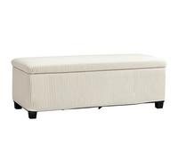 Banquette Coffre Design Velours Côtelé - Dim. 112 X 42 X 40 Cm Rangement 84l - Beige Clair Beige