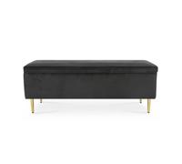 Banquette Coffre Iris velours Noir pieds or