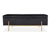 Banquette coffre Olivia Velours noir pieds or