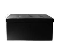 Home Deco Factory - Banc-coffre Zoé (HD3404) PU pliable noir 76×37,5×37,5 cm