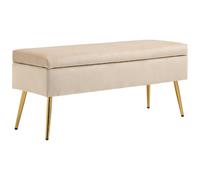 HOMCOM Banc Coffre Rangement 2 en 1 Banquette en Velours Banc de Rangement 30,5L avec Couvercle à charnière et Pieds en métal pour Couloir, Salon, Chambre - 102 x 35 x 43 cm, Beige