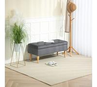 HomCom – Banquette coffre Style Baroque – Piètement bois, assise capitonnée velours gris, 38L