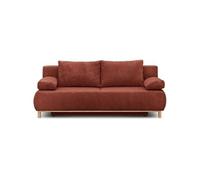 Banquette con ible 3 places MIKA Velours côtelé Terracotta Coffre de rangement L 192