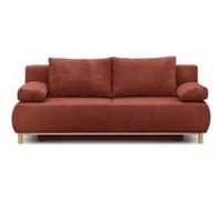 Banquette con ible 3 places MIKA Velours côtelé Terracotta Coffre de rangement L 192