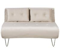 Banquette Convertible 2 Places en Velours Beige et Métal Doré Canapé-Lit