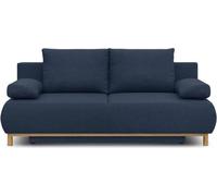 Banquette convertible 3 places MIKA - Tissu bleu foncé - Coffre de rangement - L 192 x H 84 x P 93 cm