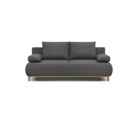 Banquette convertible 3 places MIKA - Tissu gris - Coffre de rangement - L 192 x H 84 x P 93 cm